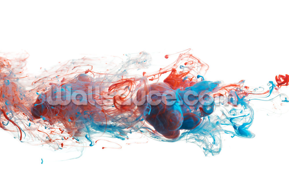 Red And Blue Ink Abstract Mural Wallpaper - Visual Arts , HD Wallpaper & Backgrounds