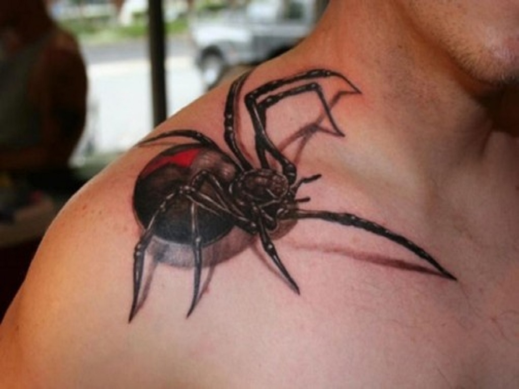 Tattoo Ideas 3d Spider4 Free Hd Wallpapers - 3d Spider Tattoo On Shoulder , HD Wallpaper & Backgrounds