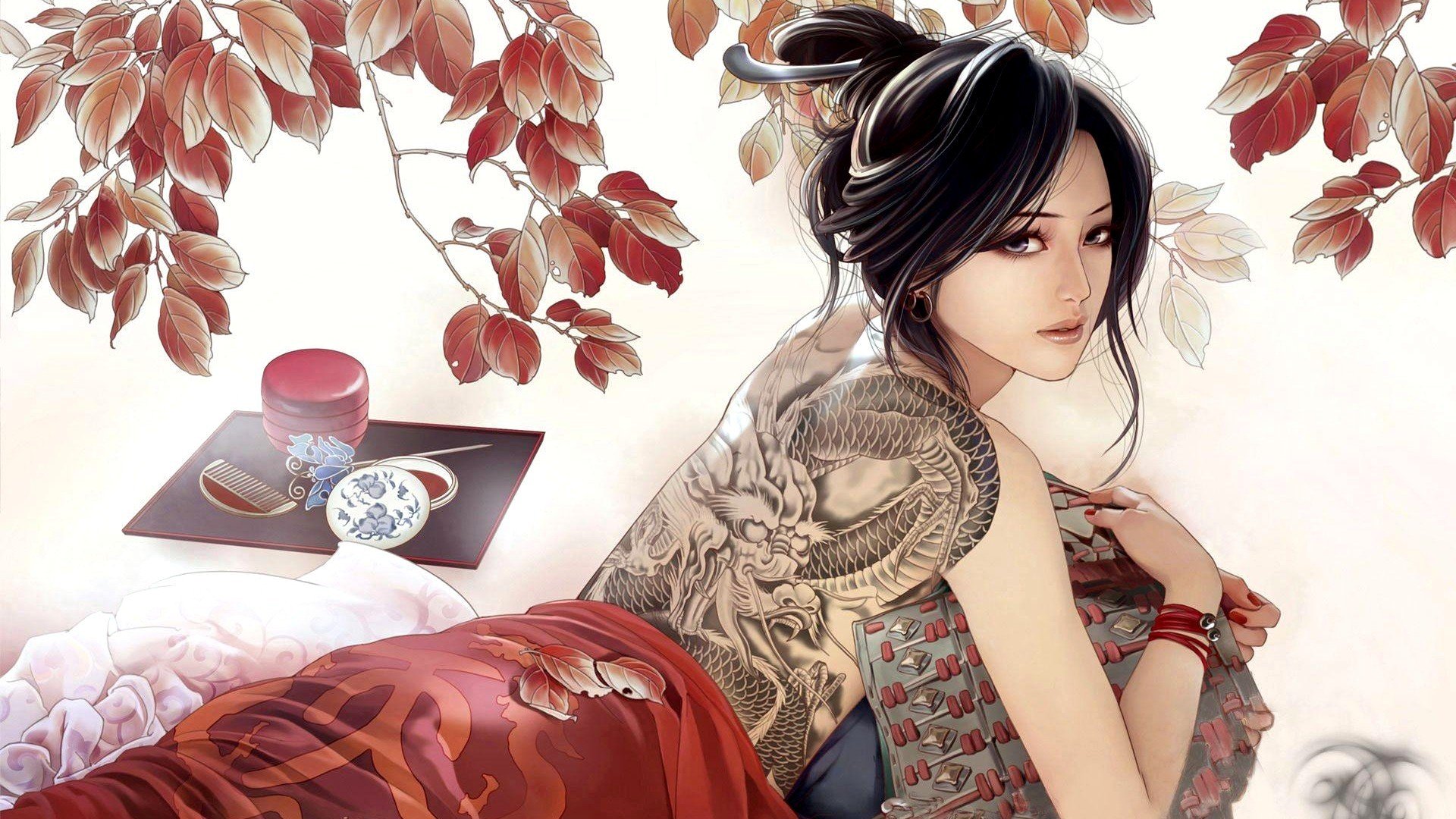 Asian Girl Dragon Tattoo , HD Wallpaper & Backgrounds