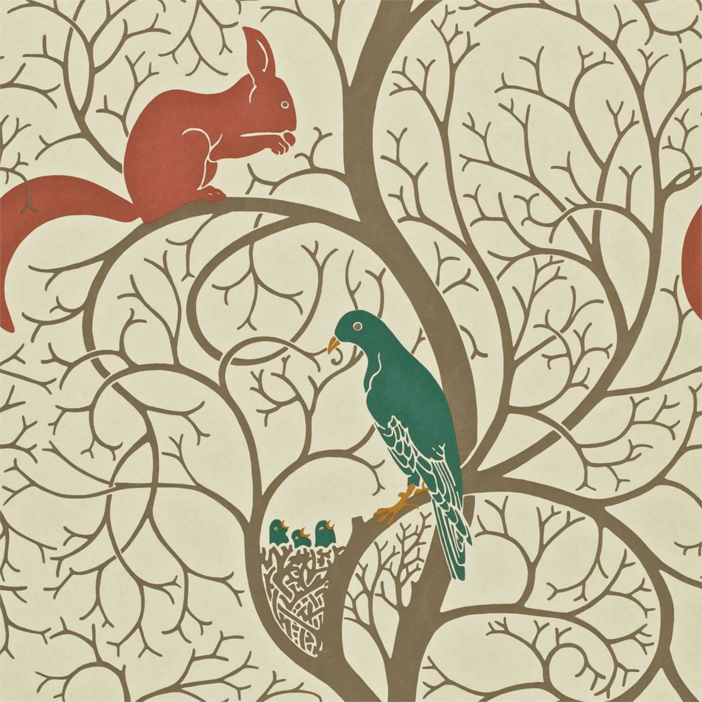 Squirrel & Dove, A Wallpaper By Sanderson, Part Of - Sanderson Squirrel And Dove , HD Wallpaper & Backgrounds