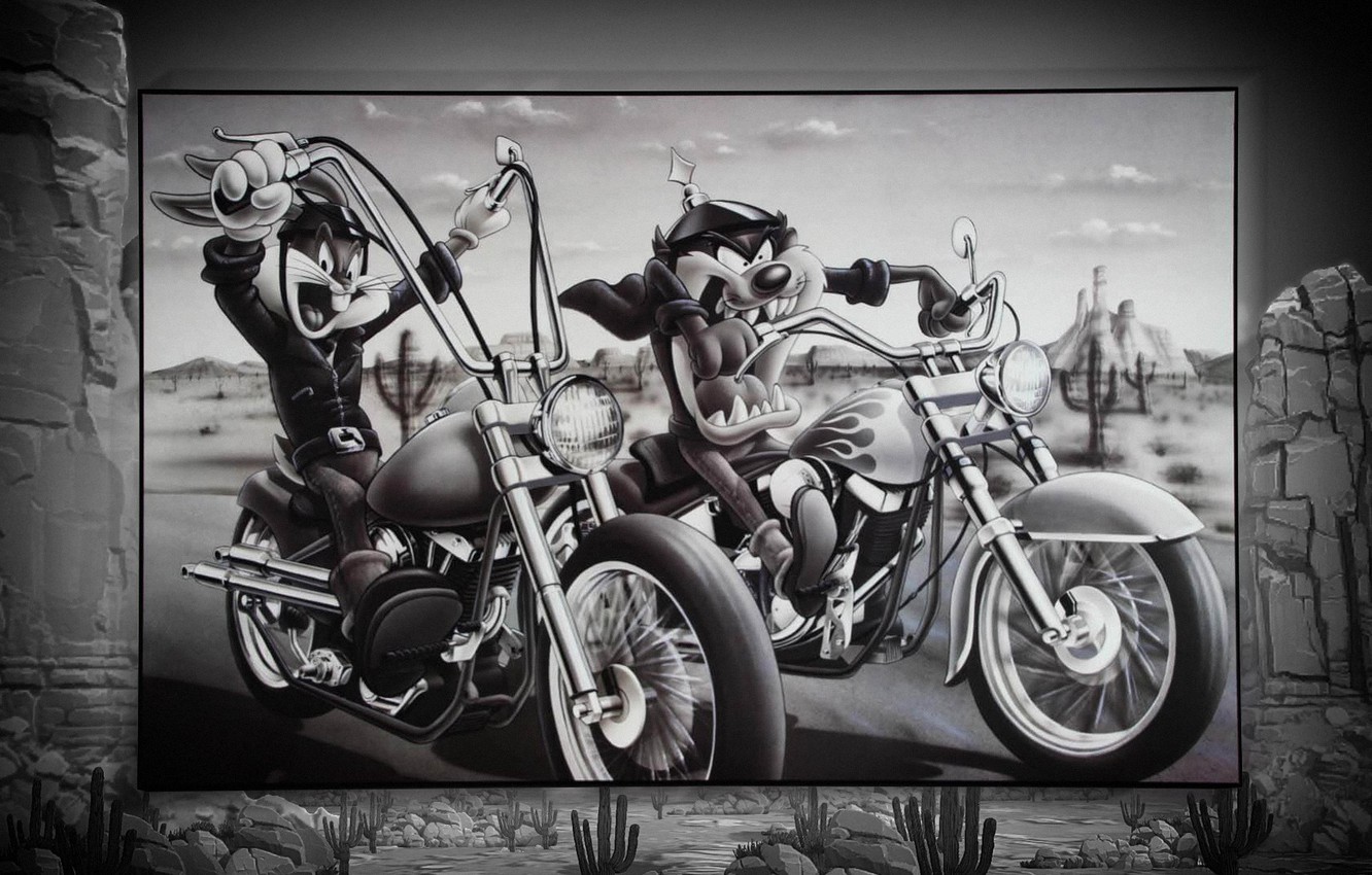 Photo Wallpaper Rabbit, Motorcycle, Cartoon, Taz, The - Family Ain T Always Blood , HD Wallpaper & Backgrounds