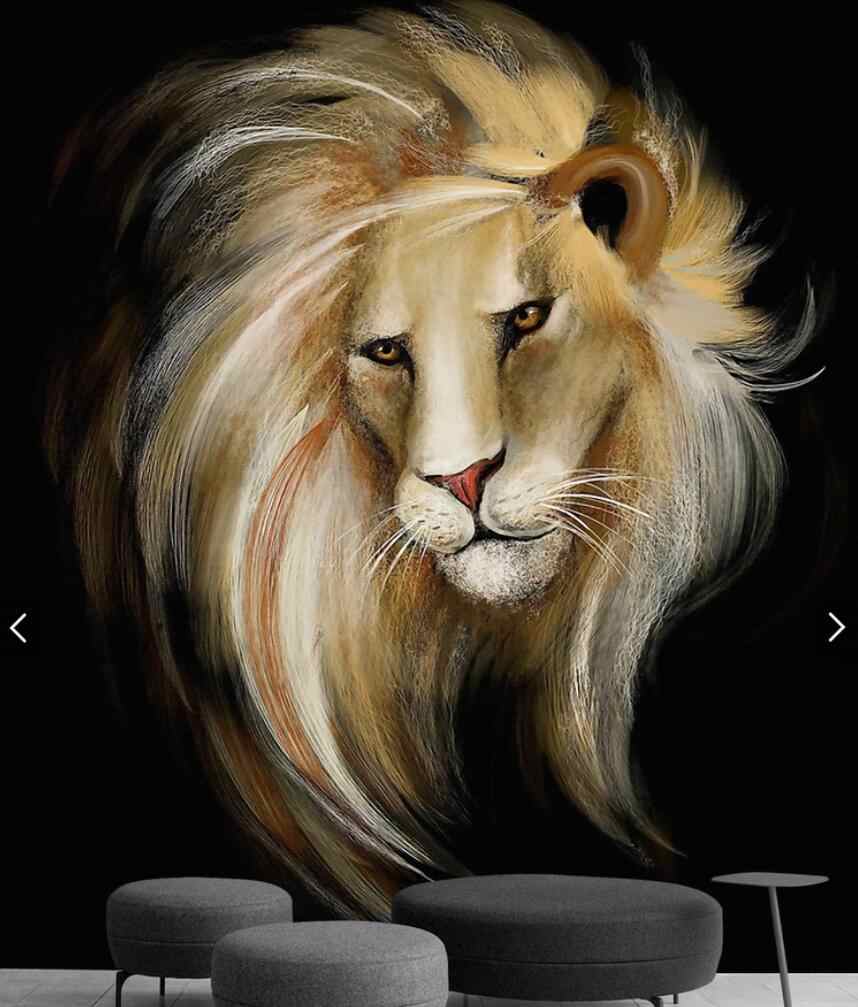 3d Animal Gold Lion Leo Wallpaper Mural Print Photo - Lion Leo , HD Wallpaper & Backgrounds