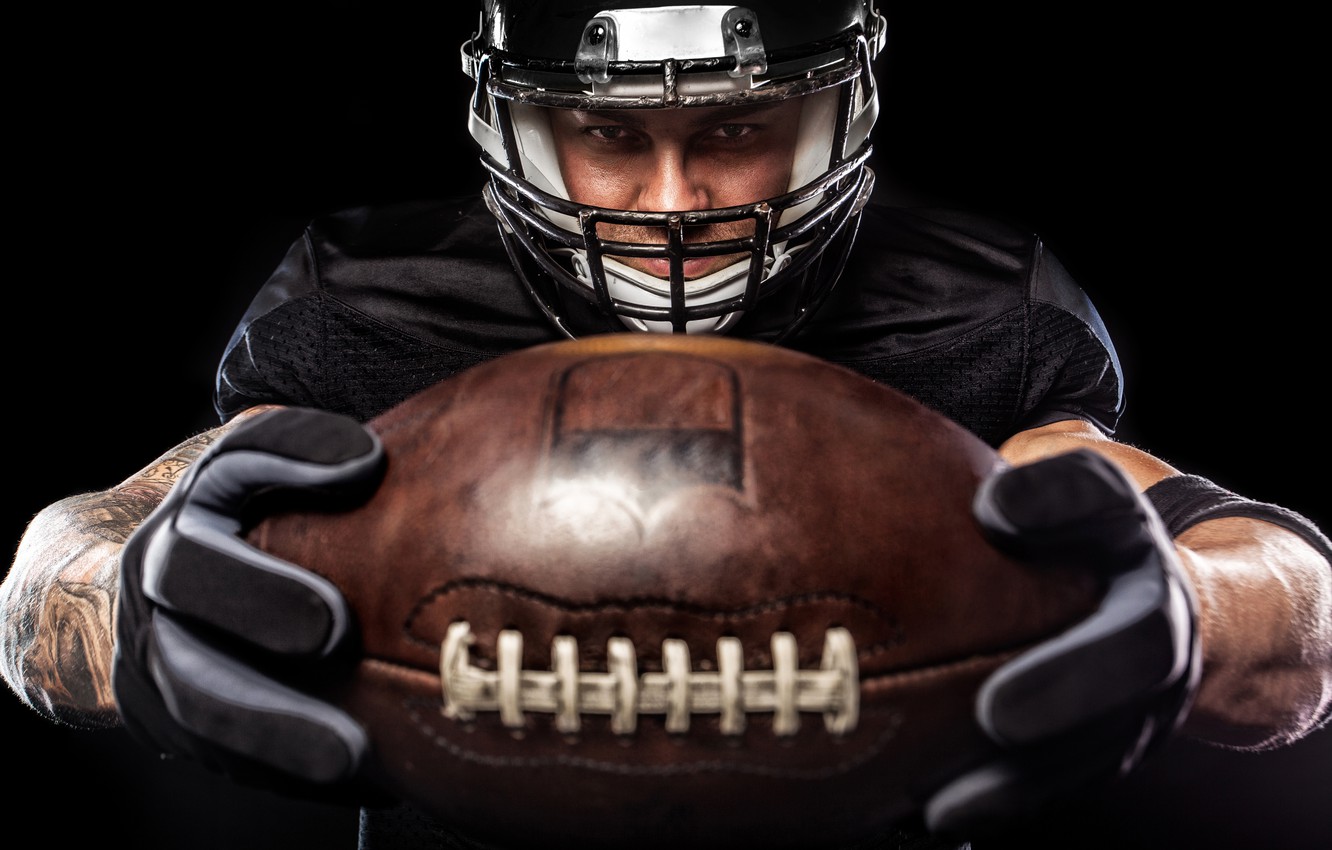 Photo Wallpaper The Ball, Sport, Helmet, Male, American - Black Football Background , HD Wallpaper & Backgrounds