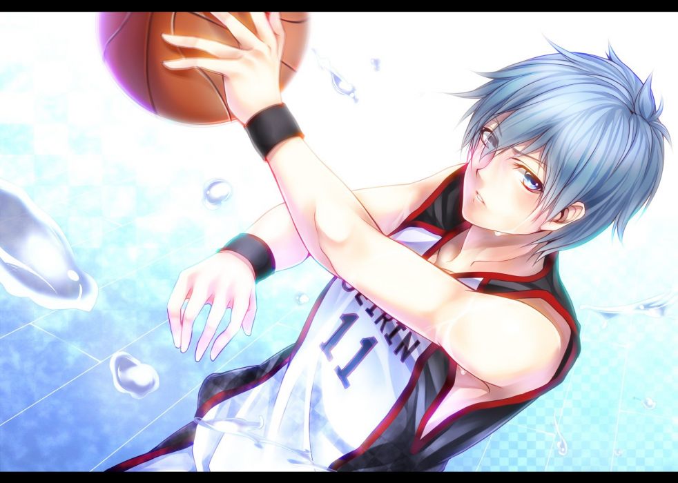 Blue Hair Basketball Anime Kuroko No Basket Kuroko - Anime Boy Play Basketball , HD Wallpaper & Backgrounds
