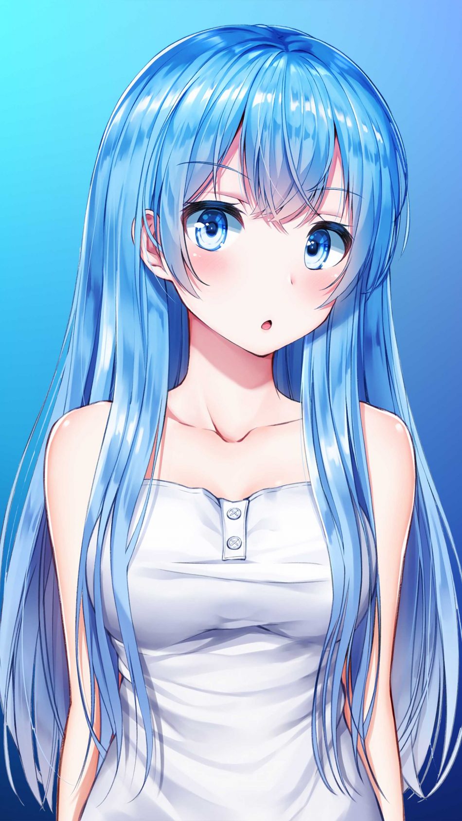 Anime Girl Blue Hair Blue Eye 4k Ultra Hd Mobile Wallpaper - Blue Anime Girl Cute , HD Wallpaper & Backgrounds