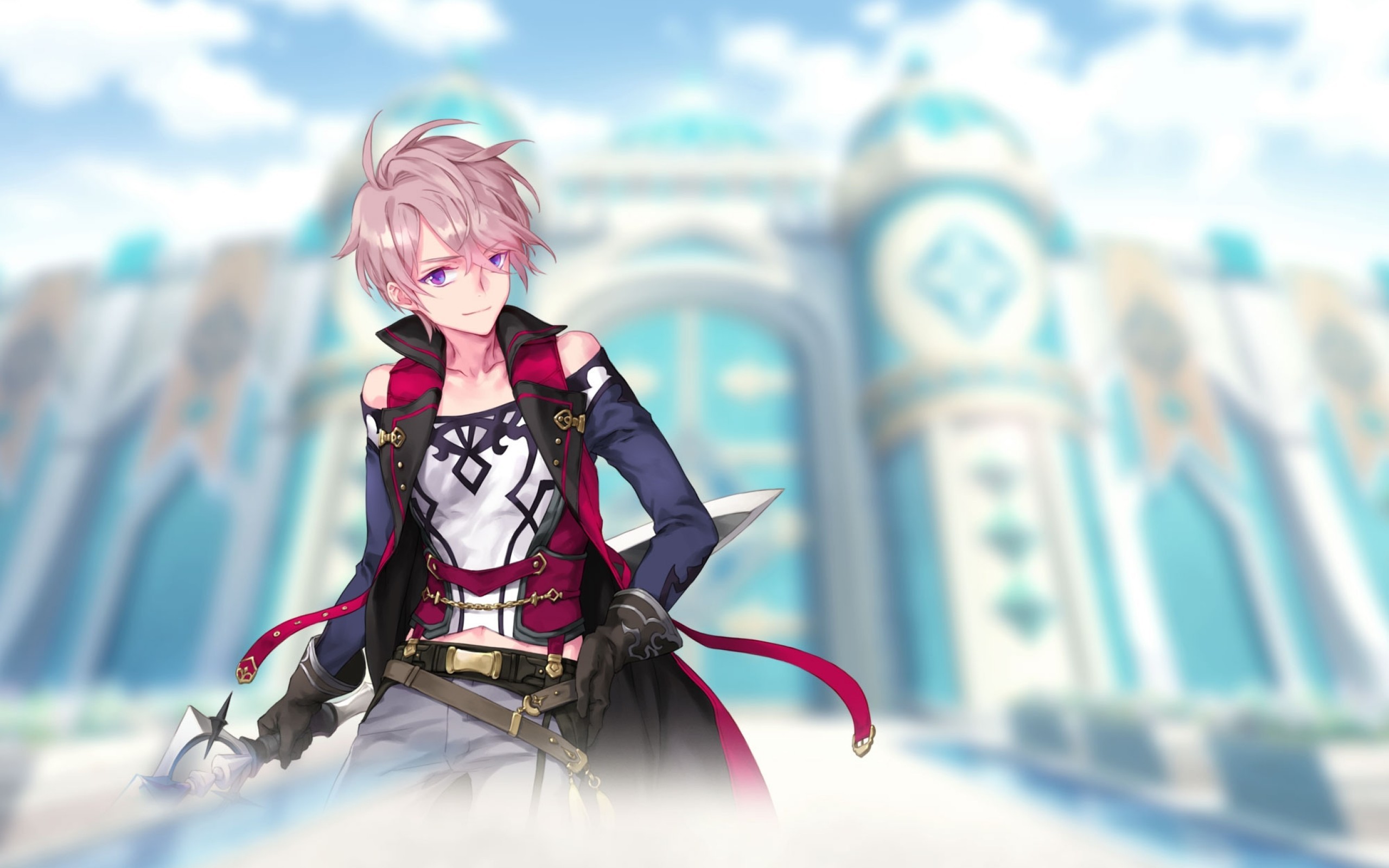 Teria Saga, Wise, Anime Mobile Rpg, Pink Hair, Character - Pink Hair Anime Boy Sword , HD Wallpaper & Backgrounds