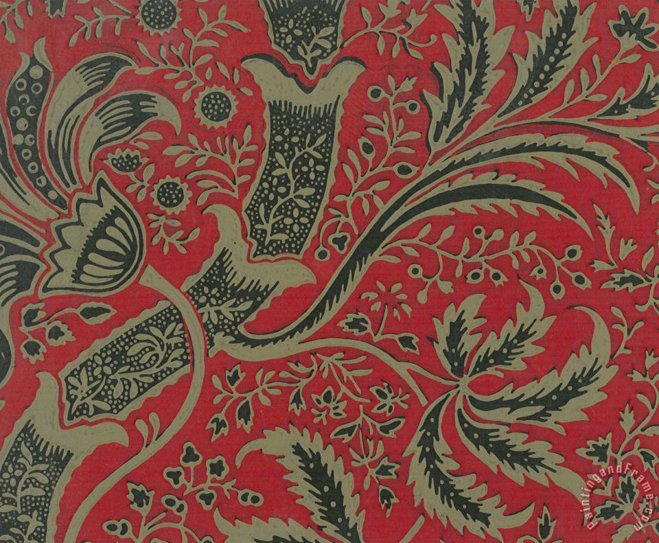Wallpaper Sample With Bamboo Pattern Painting - William Morris Wallpaper Red , HD Wallpaper & Backgrounds