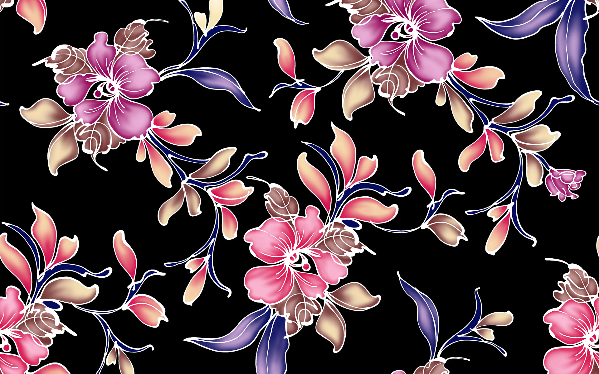Flower Pattern Wallpaper - Dark Wallpaper Flower Hd , HD Wallpaper & Backgrounds