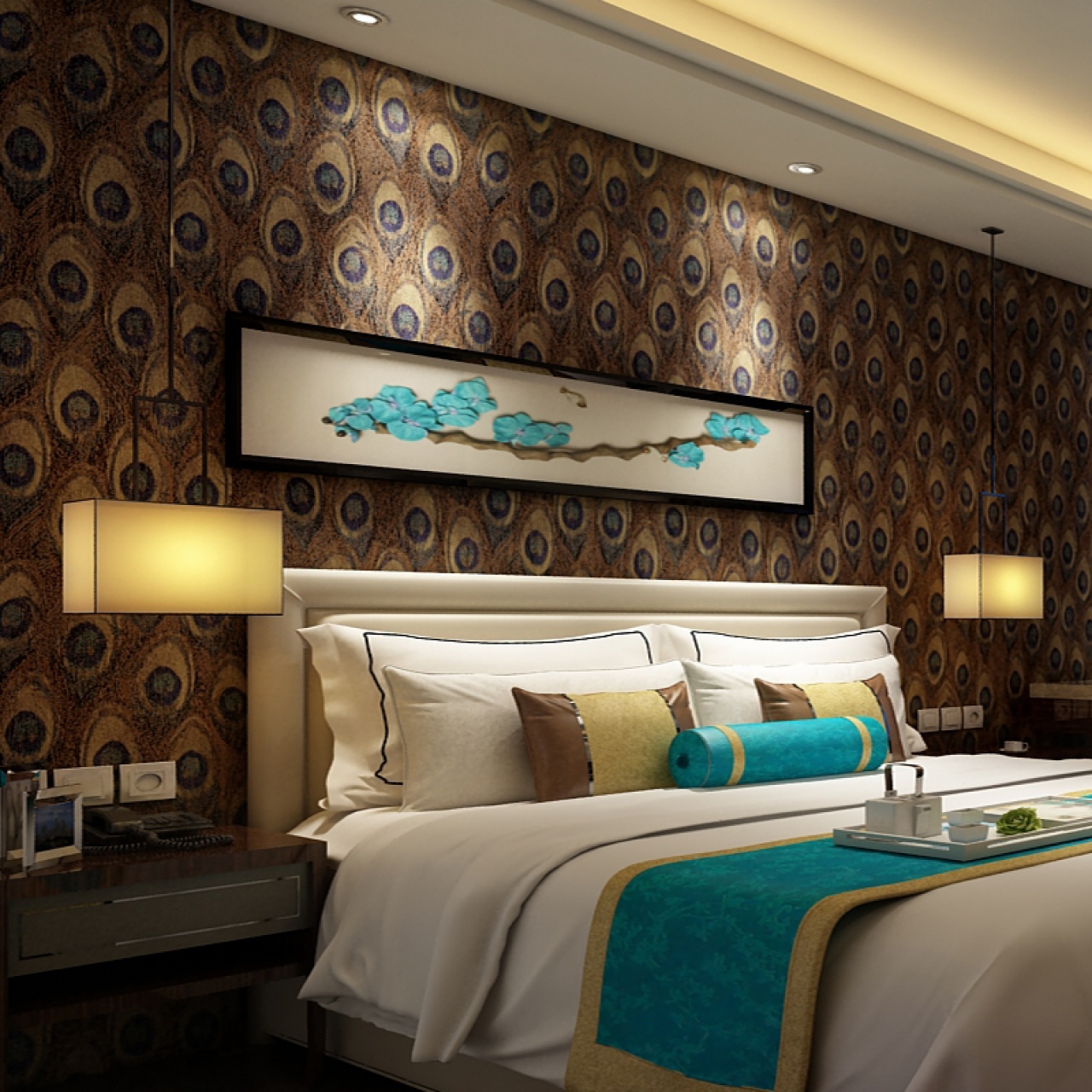 Peacock Decor For Bedroom - Peacock Gold Colour Wallpaper Bedroom , HD Wallpaper & Backgrounds