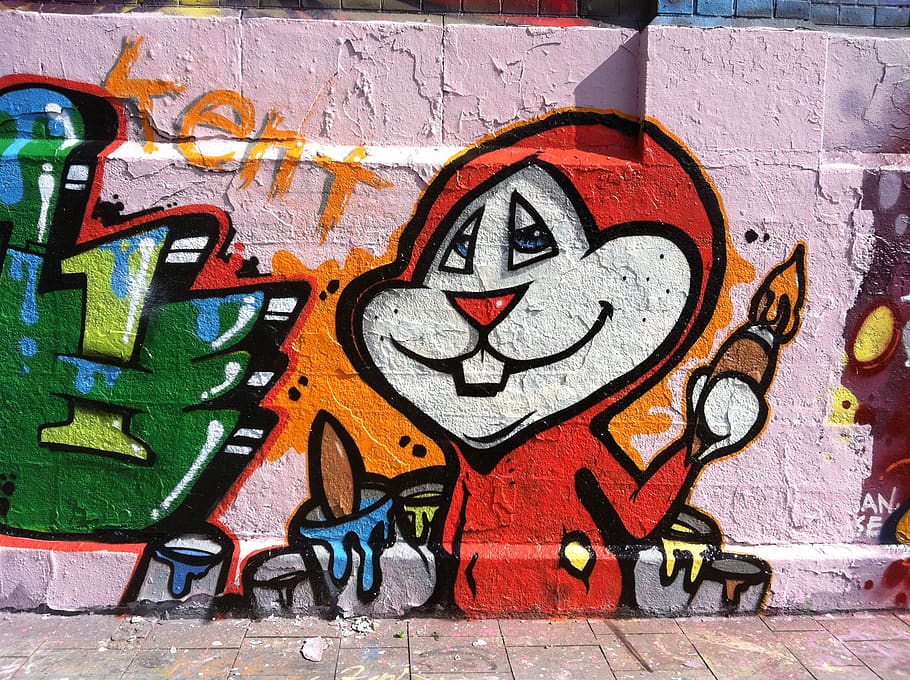 Graffiti, Spray, Road, Wall, Art, Comic, Hare, Painter, - Wall Art In Road , HD Wallpaper & Backgrounds