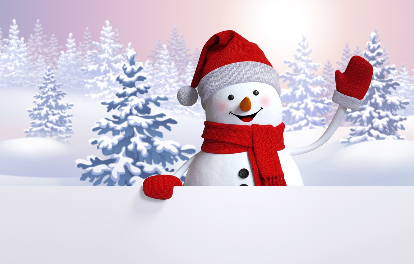 Photo Wallpaper Snowman, Happy, Winter, Snow, Cute, - Winter Wallpaper Snowman , HD Wallpaper & Backgrounds