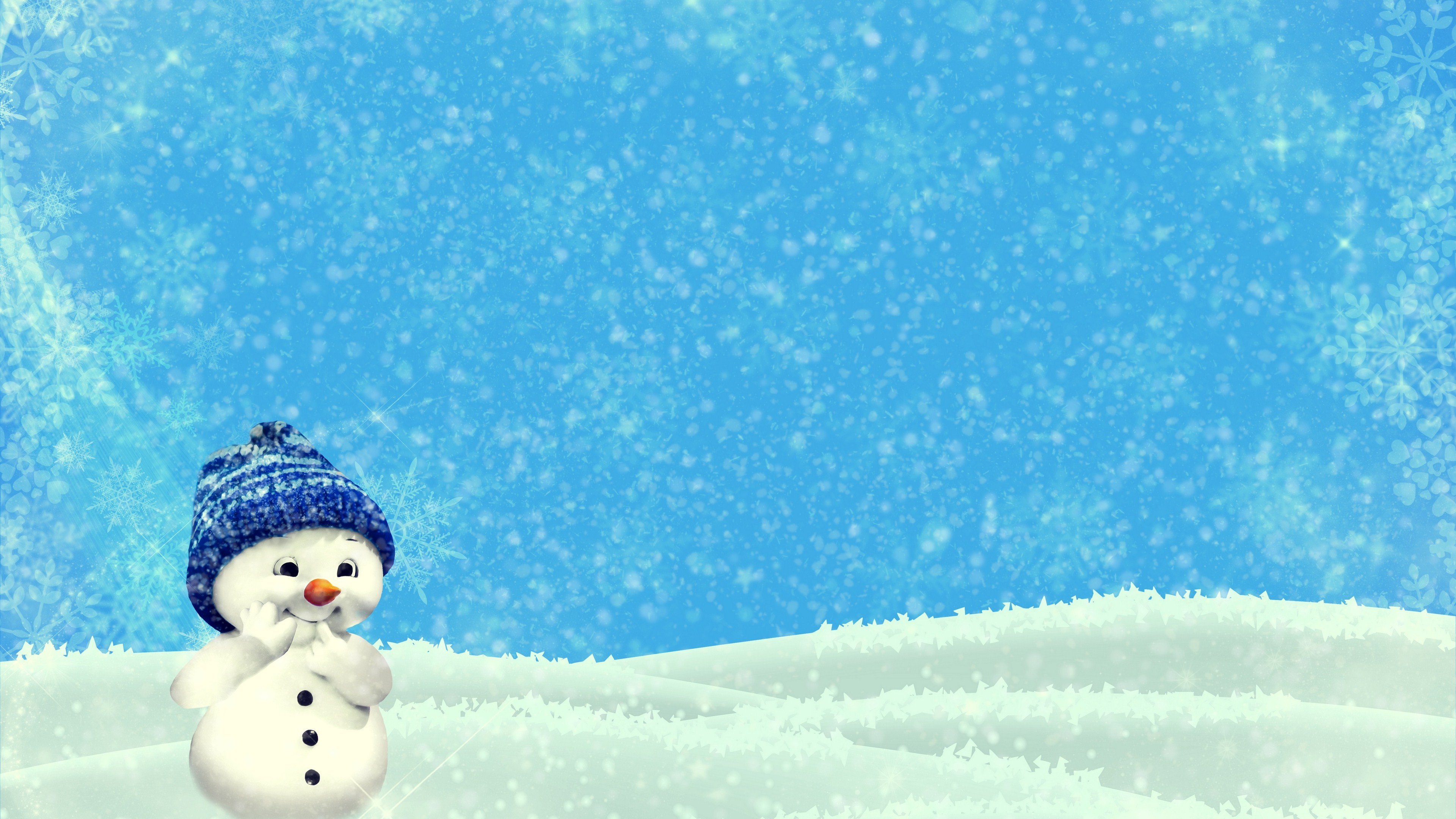 4k Snowman Wallpaper Hd - Cute Christmas Background 4k Hd , HD Wallpaper & Backgrounds