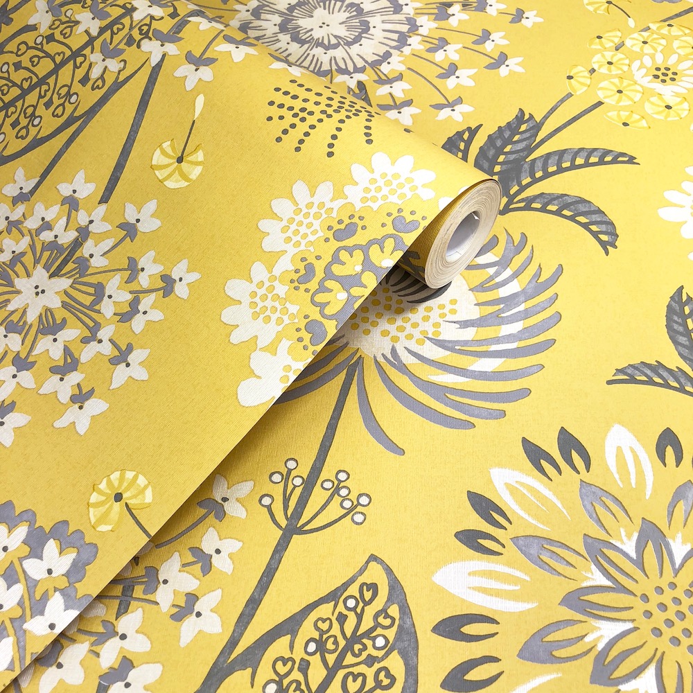 Arthouse Vintage Bloom Mustard Yellow Floral Wallpaper - Yellow And