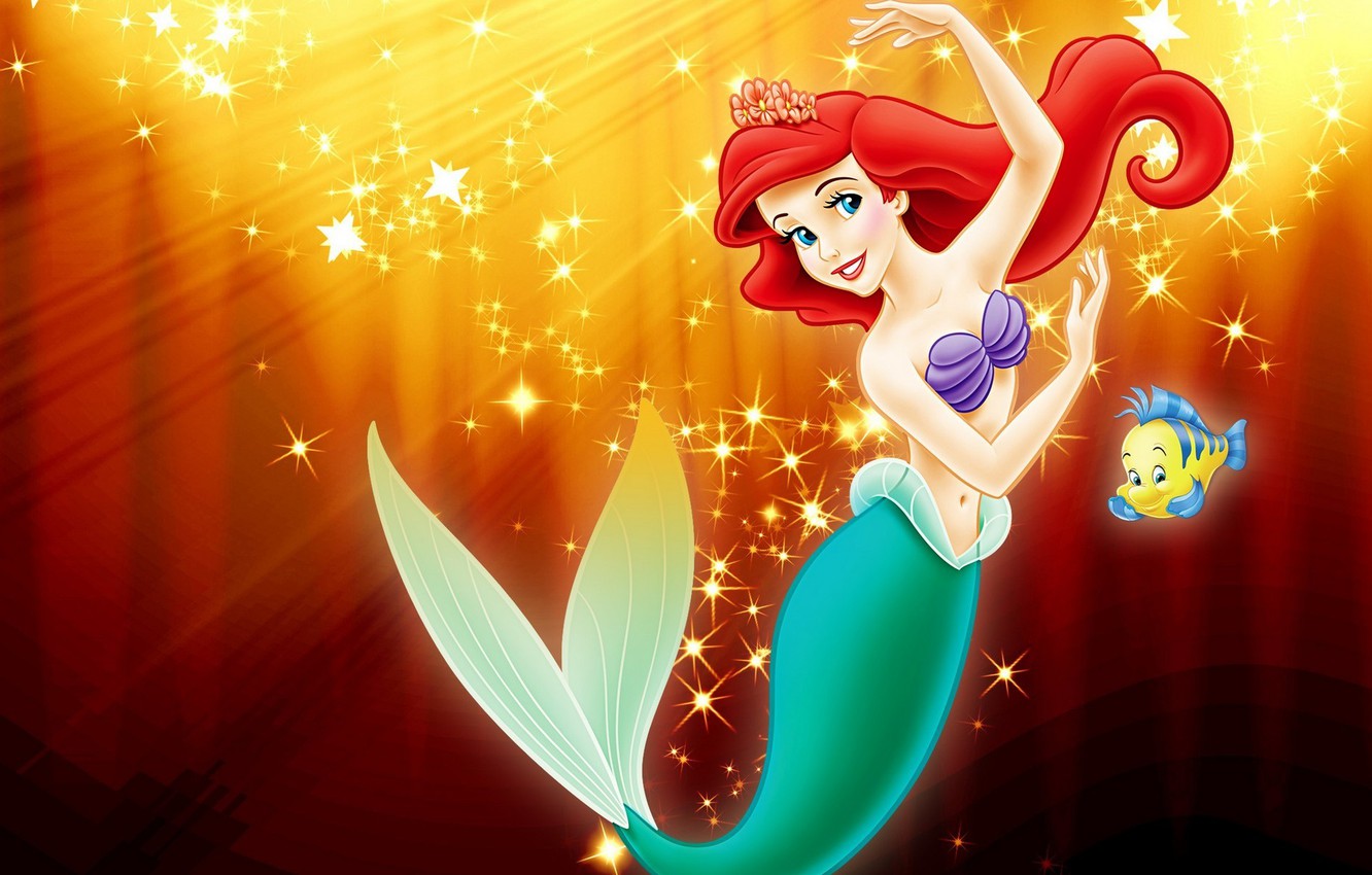 Photo Wallpaper Sea, Cartoon, Princess, Sea, Ariel, - Little Mermaid , HD Wallpaper & Backgrounds