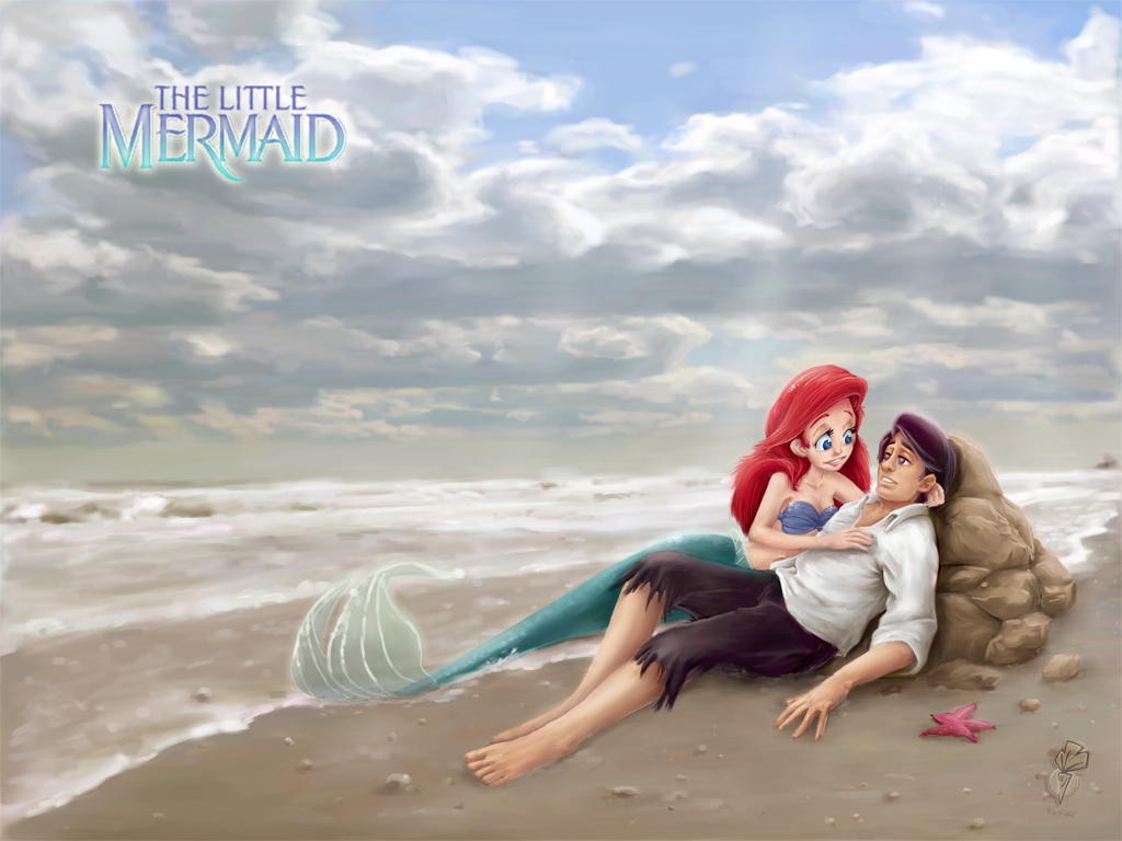 Cute Little Mermaid Wallpaper For Desktop 29 - Cartoon The Little Mermaid , HD Wallpaper & Backgrounds