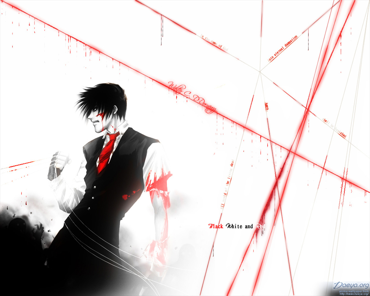 Walter Black White And Red - Walter Hellsing , HD Wallpaper & Backgrounds