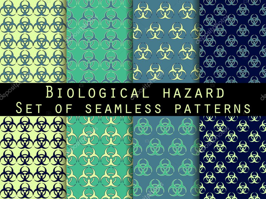 Set Of Seamless Patterns With Biohazard Symbol - Vector Graphics , HD Wallpaper & Backgrounds