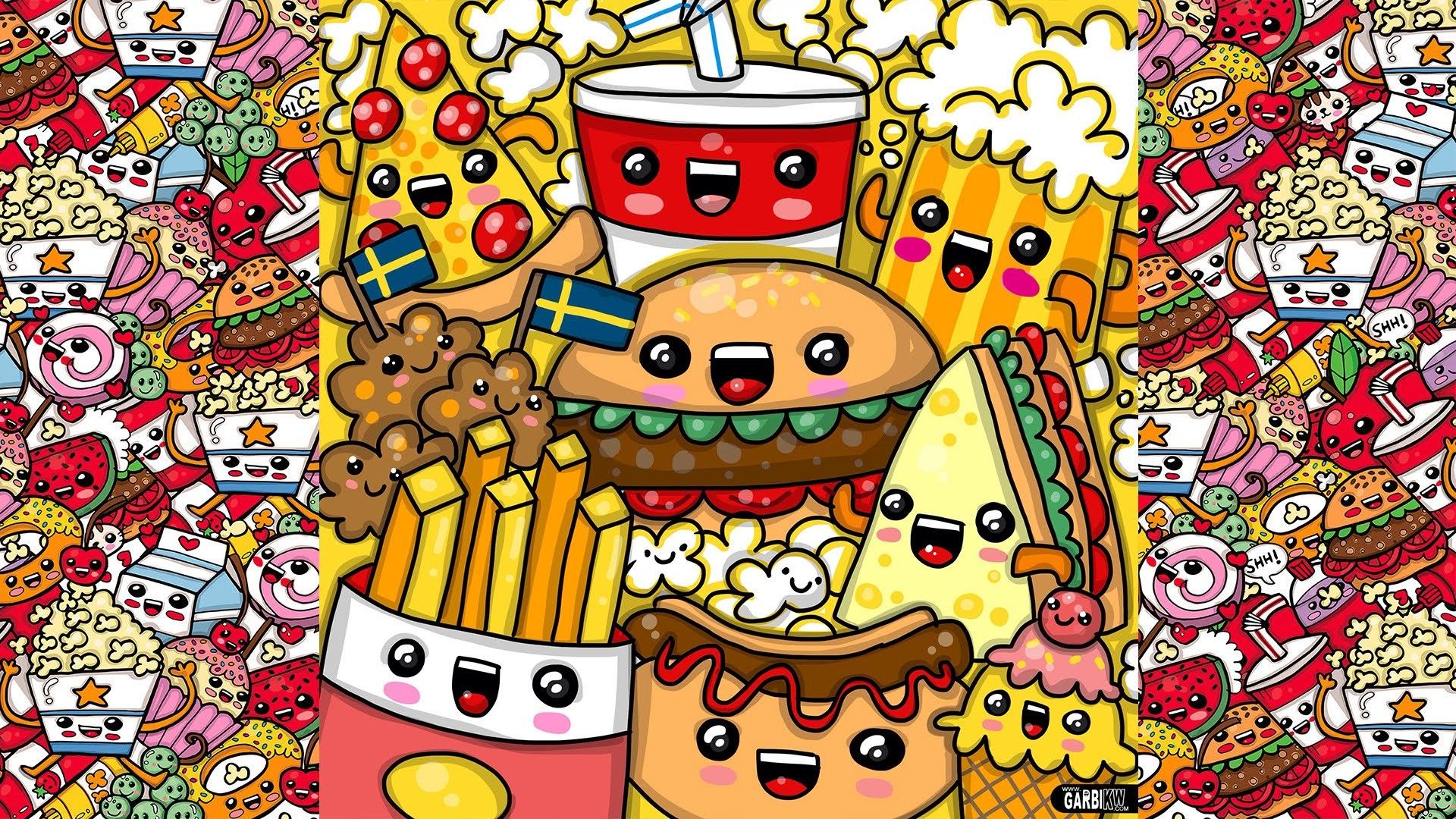 Kawaii Food Wallpaper 
 Data-src /full/50688 - Cute Drawing Of Junk Food , HD Wallpaper & Backgrounds