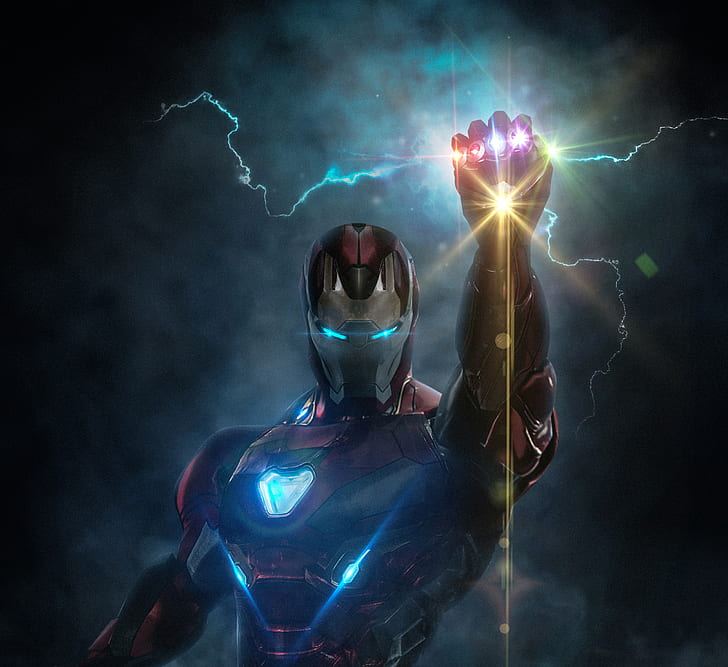 Iron Man, Infinity Gauntlet, Hd, Hd Wallpaper - Iron Man Holding Infinity Gauntlet , HD Wallpaper & Backgrounds