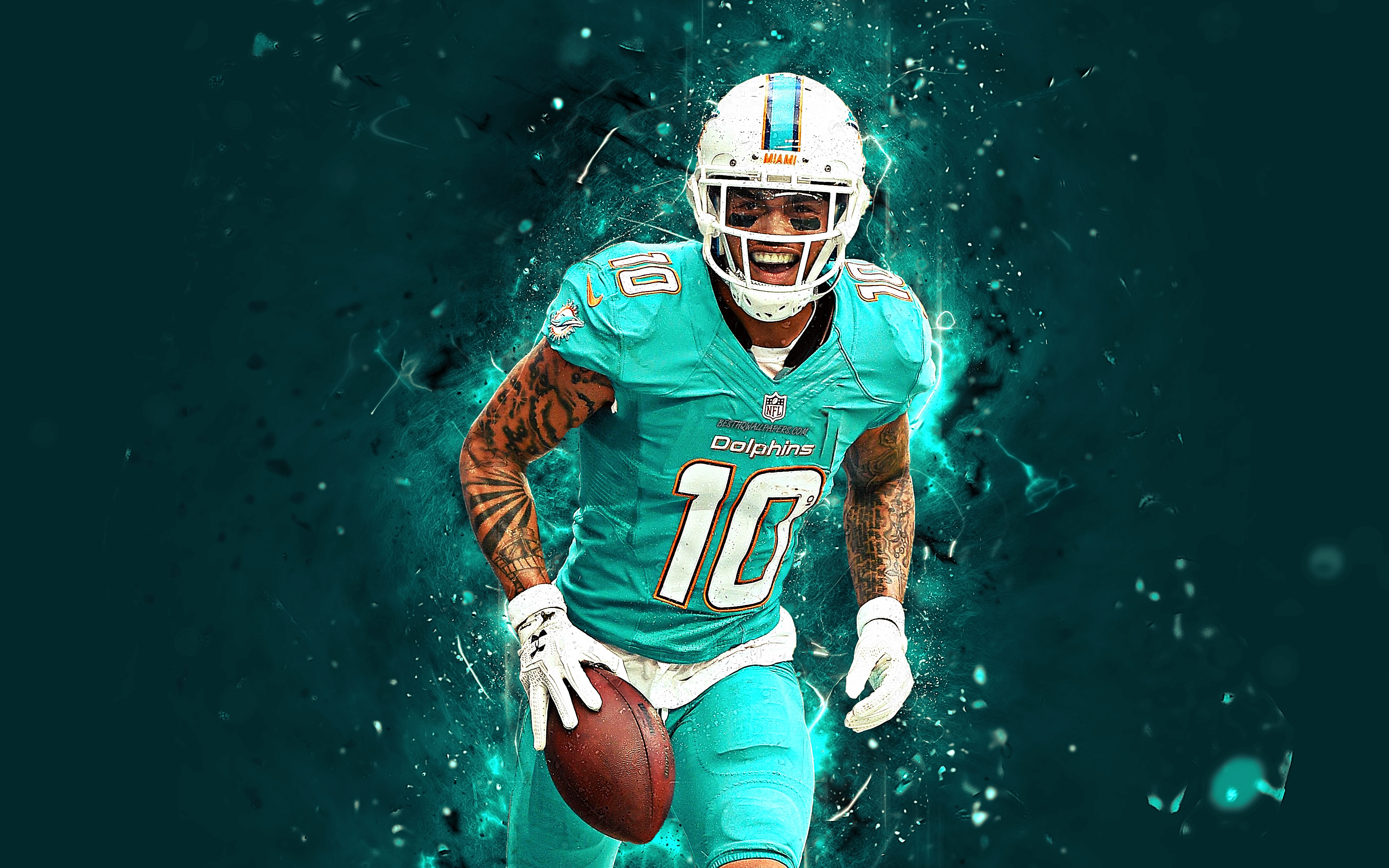 4k, Kenny Stills, Abstract Art, Wide Receiver, Nfl, - American Football Wallpaper 4k Dolphins , HD Wallpaper & Backgrounds