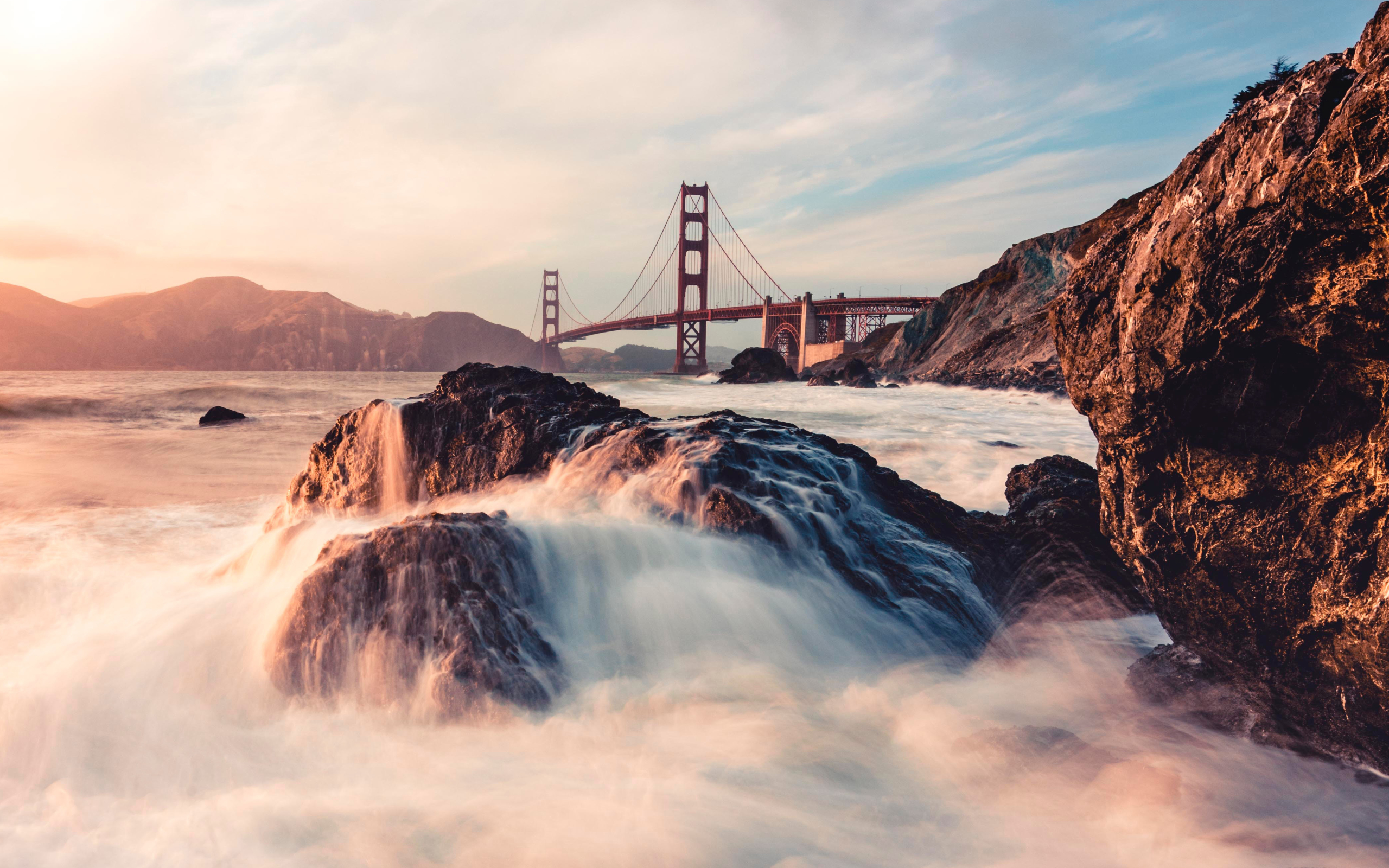 Wallpaper Of Rock, Water, Golden Gate, Bridge Background - Golden Gate Bridge , HD Wallpaper & Backgrounds