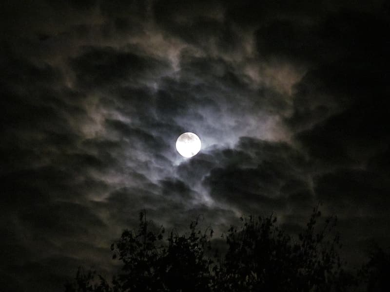 Full Moon On Cloudy Sky Wallpaper - Night Sky Clouds Moon , HD Wallpaper & Backgrounds