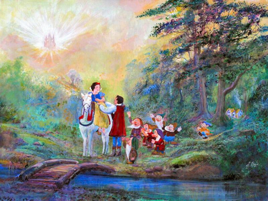 Snow White Wallpaper - Disney Wallpaper Thomas Kinkade , HD Wallpaper & Backgrounds