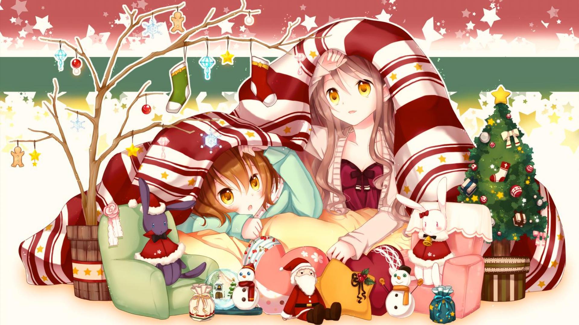 Cute Anime Girl Christmas Wallpapers Hd - Christmas Wallpaper Anime , HD Wallpaper & Backgrounds