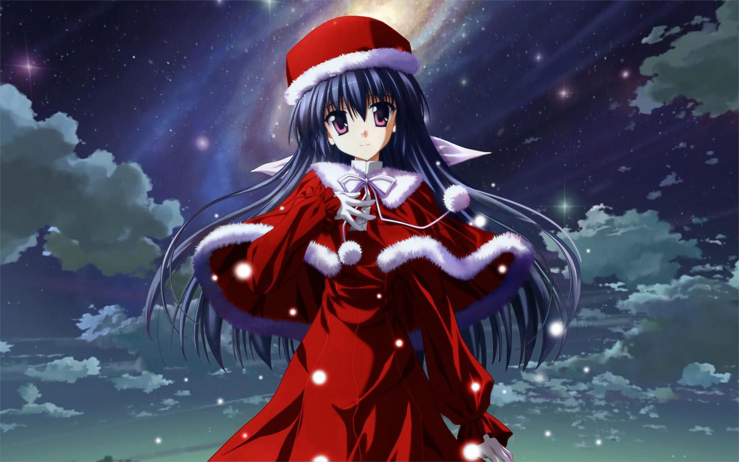 Anime Christmas Wallpaper Hd - Cute Christmas Anime Girl , HD Wallpaper & Backgrounds