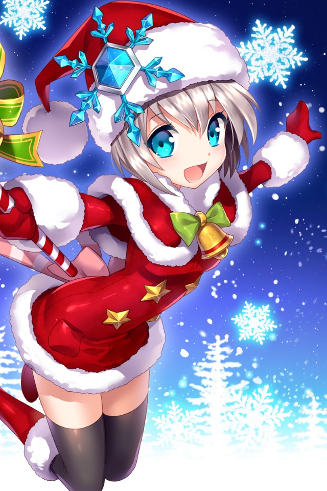 Christmas 2015 Anime Iphone 4 Wallpaper - Cute Anime Santa Girl , HD Wallpaper & Backgrounds