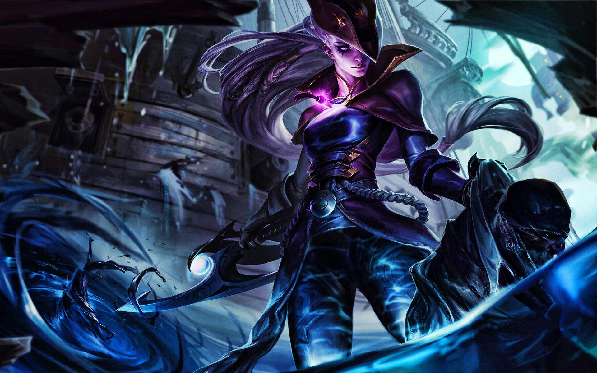 Diana, Moba, League Of Legends, Warriors, Artwork, - Dark Waters Diana Skin , HD Wallpaper & Backgrounds