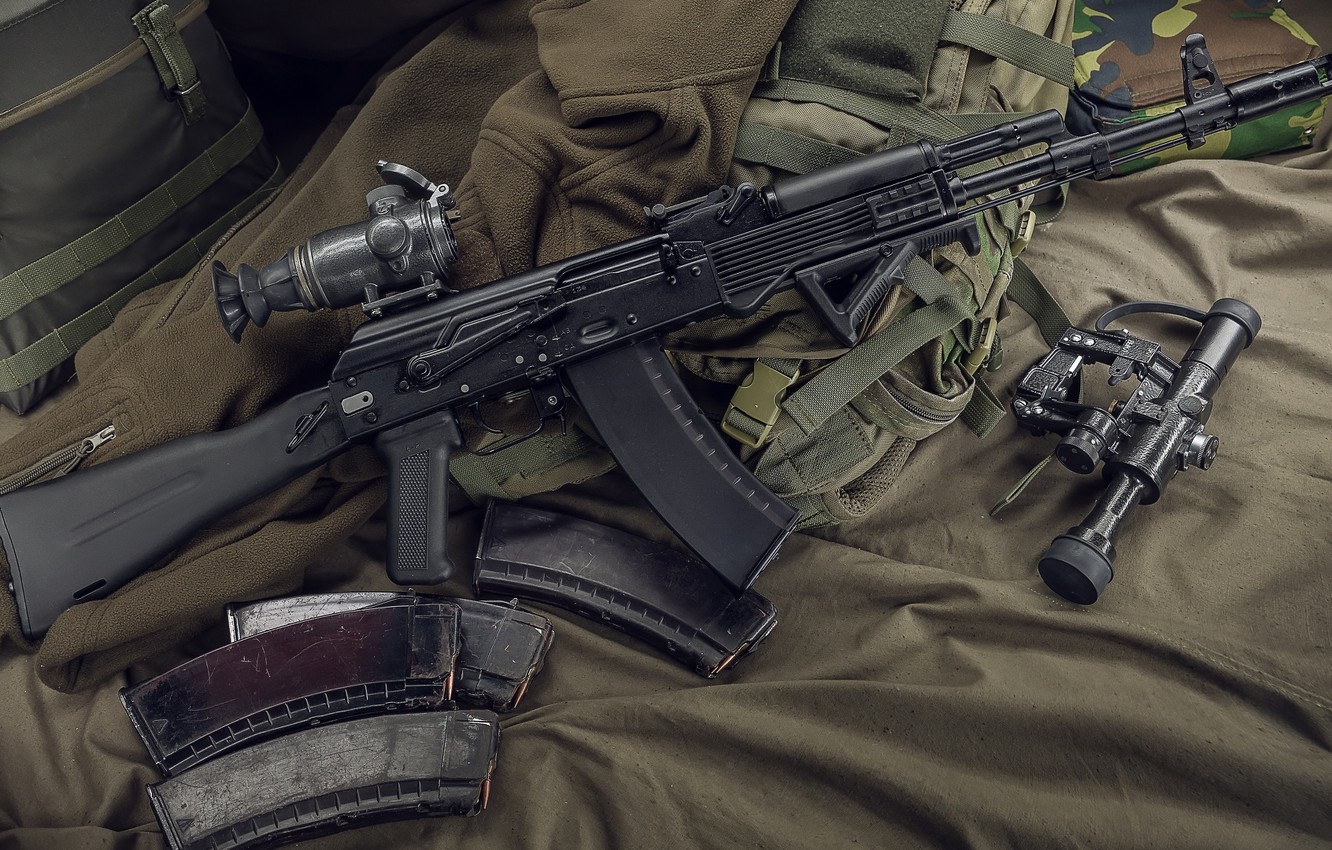 Photo Wallpaper Weapons, Machine, Weapon, Kalashnikov, - Ak 74 , HD Wallpaper & Backgrounds