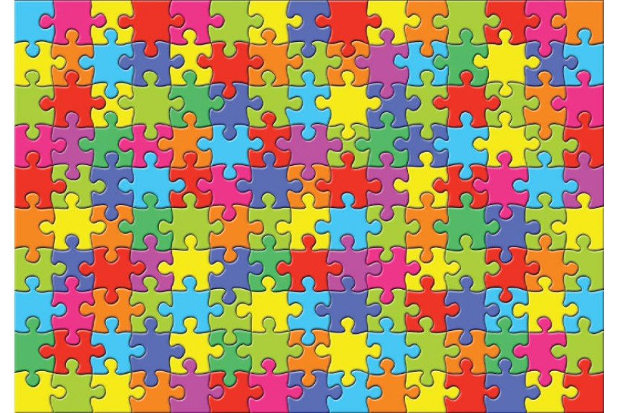 Colourful 3d Jigsaw Puzzle Photo Wallpaper Mural - Puzzle Mural Art Wall , HD Wallpaper & Backgrounds