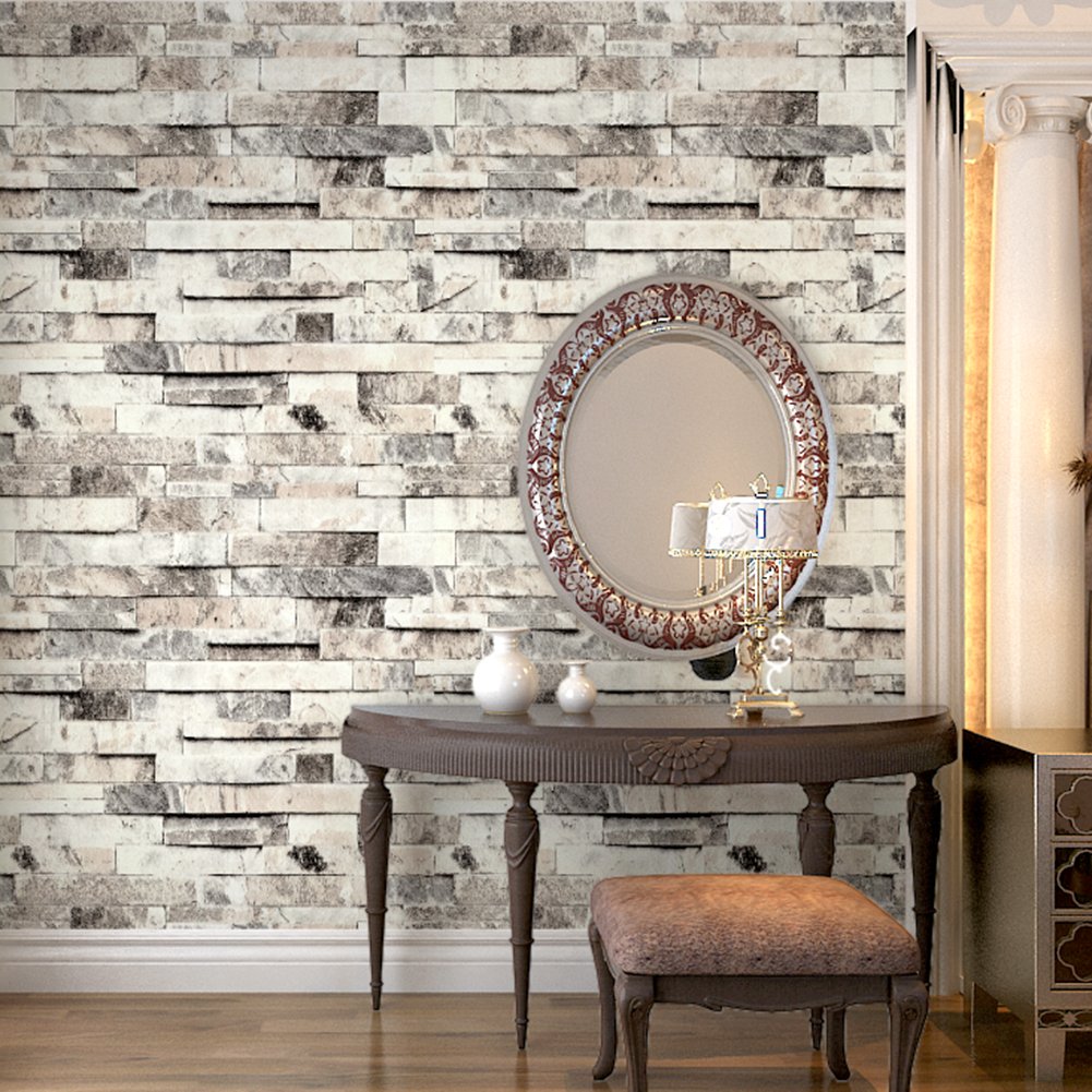 Haokhome 91301 Modern Faux Brick Stone Textured Wallpaper - Wallpaper , HD Wallpaper & Backgrounds