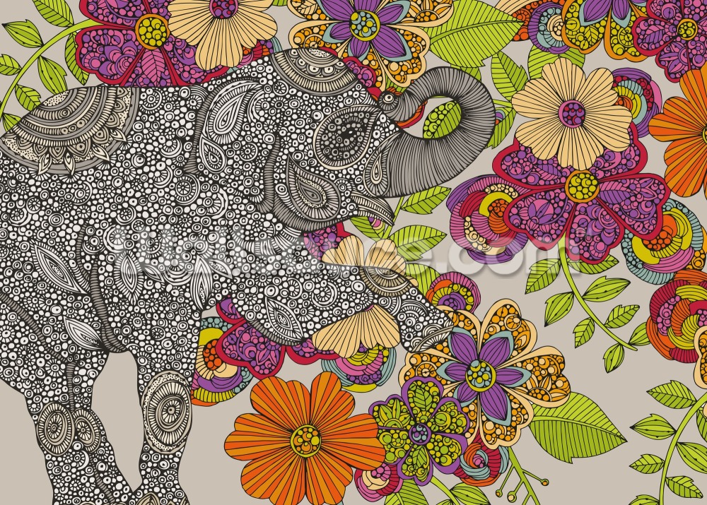 Elephant Puzzle Mural Wallpaper - Motif , HD Wallpaper & Backgrounds