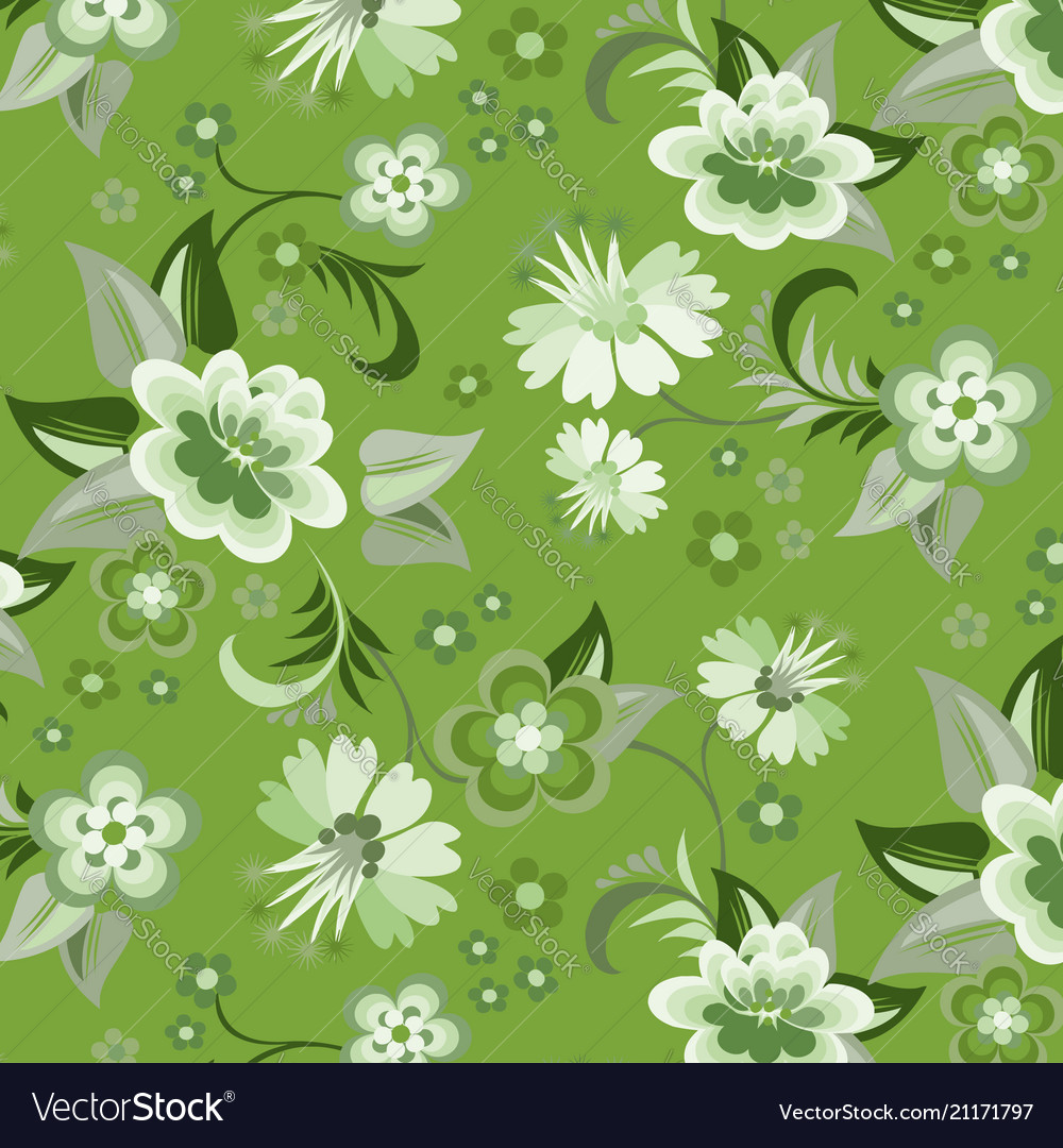 Seamless Green Floral Wallpaper ...