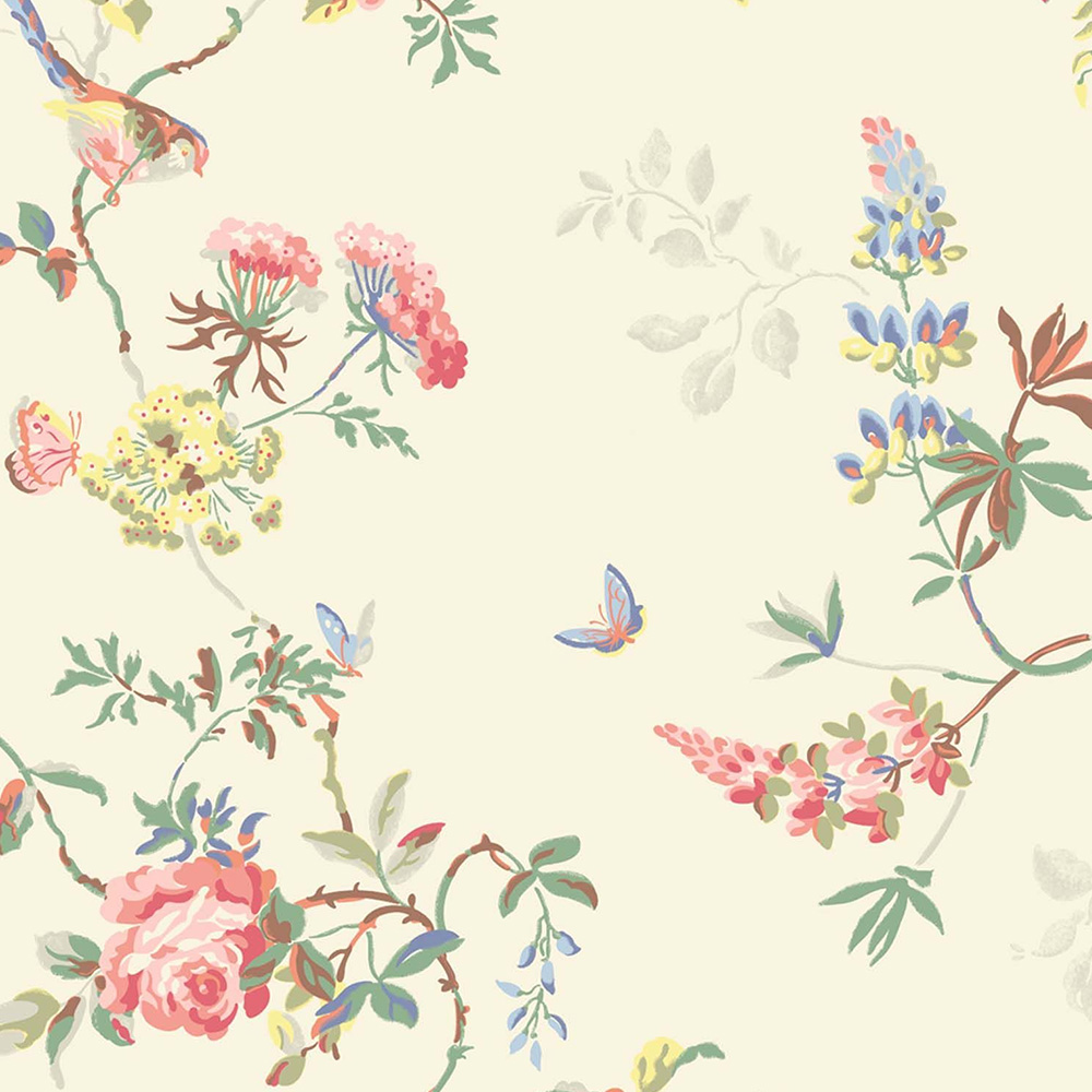 Vintage Birds Wallpaper Antique Rose Wallpaper - Bird Flower Wallpaper Print , HD Wallpaper & Backgrounds