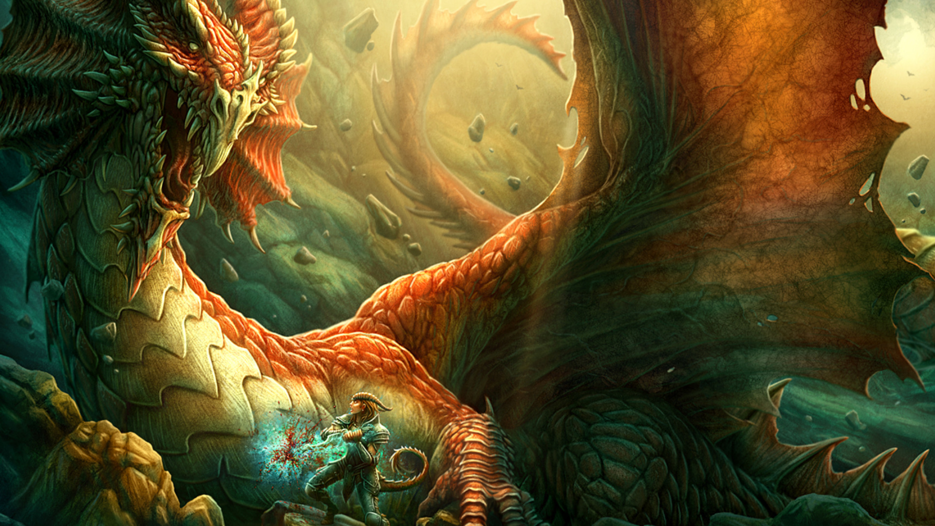 Fantasy Dragon Sword Fight Hd Wallpaper - Dragon Fantasy Wallpaper Hd , HD Wallpaper & Backgrounds
