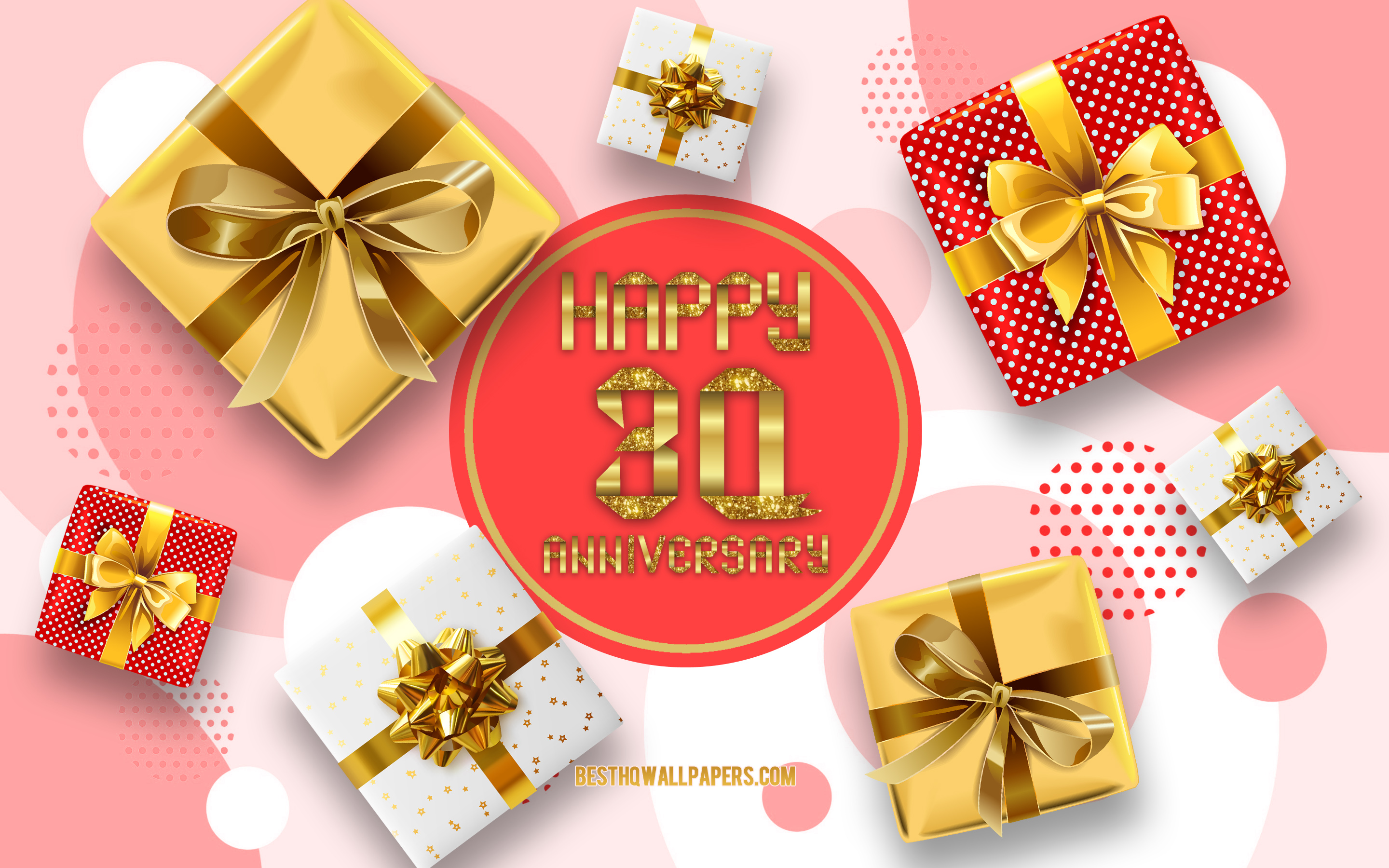 30 Years Anniversary, Anniversary Background With Gift - 50 Años Feliz Cumpleaños , HD Wallpaper & Backgrounds