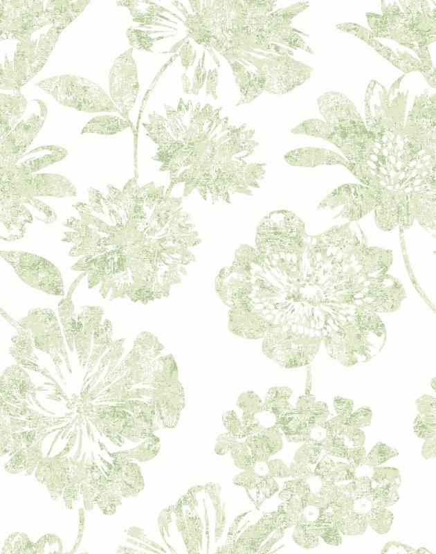 Folia Light Green Floral Wwh25419 Brewster Wallpaper - White And Green Floral , HD Wallpaper & Backgrounds