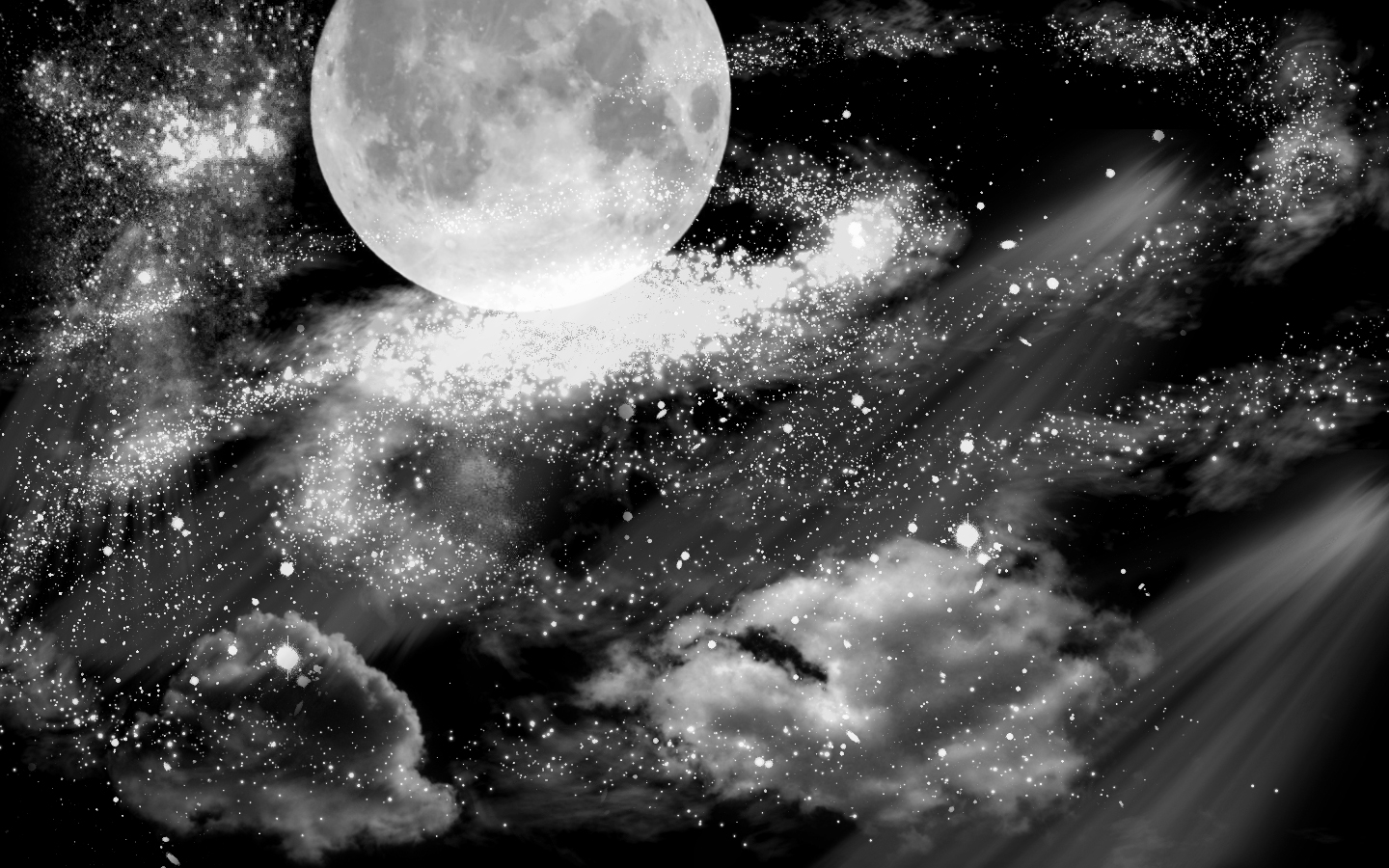 Moon And Stars Wallpaper - Black And White Moon And Stars , HD Wallpaper & Backgrounds