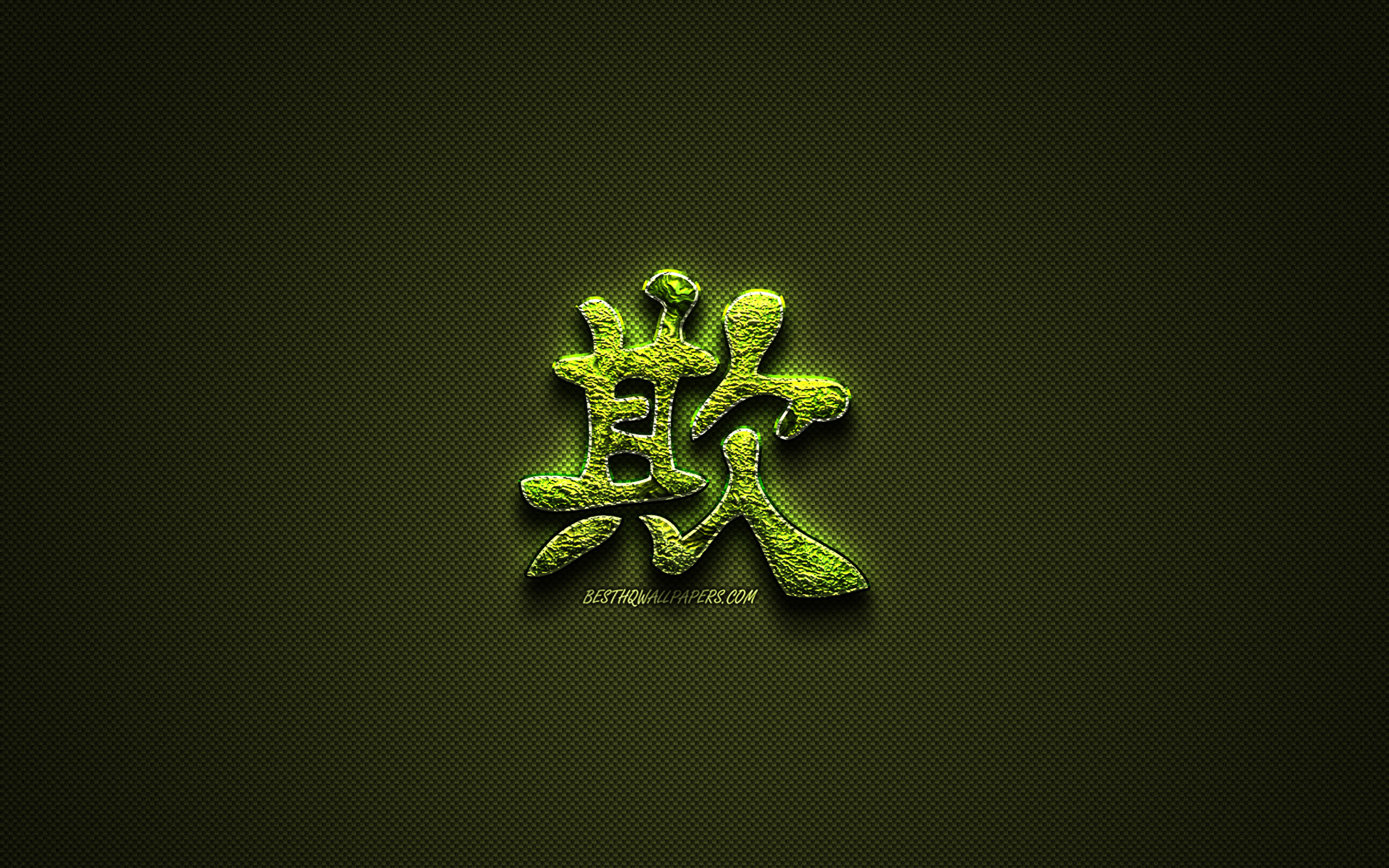 Bully Kanji Hieroglyph, Green Floral Symbols, Bully - Emblem , HD Wallpaper & Backgrounds