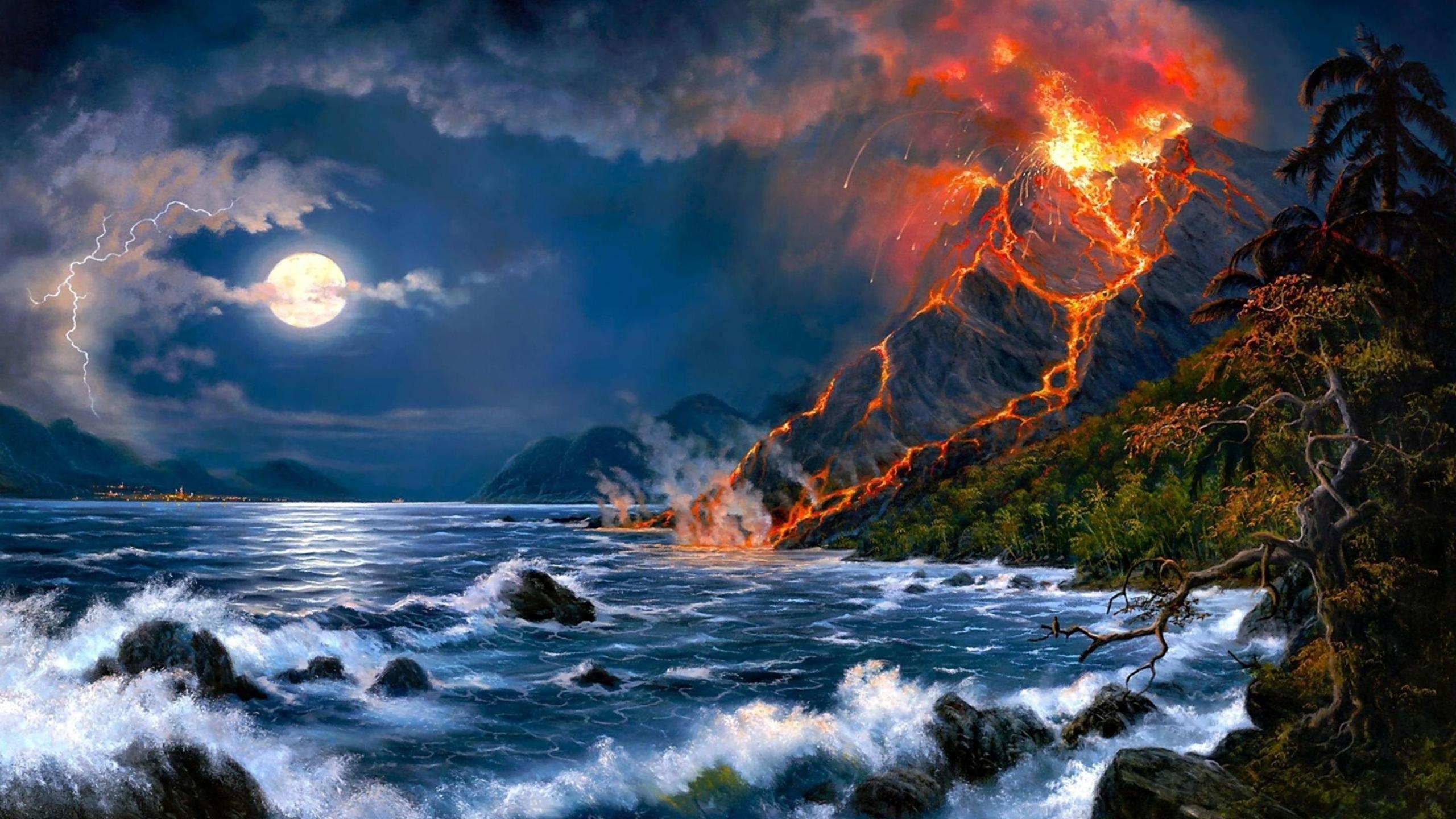 Fantasy Wallpaper Volcanoes , HD Wallpaper & Backgrounds