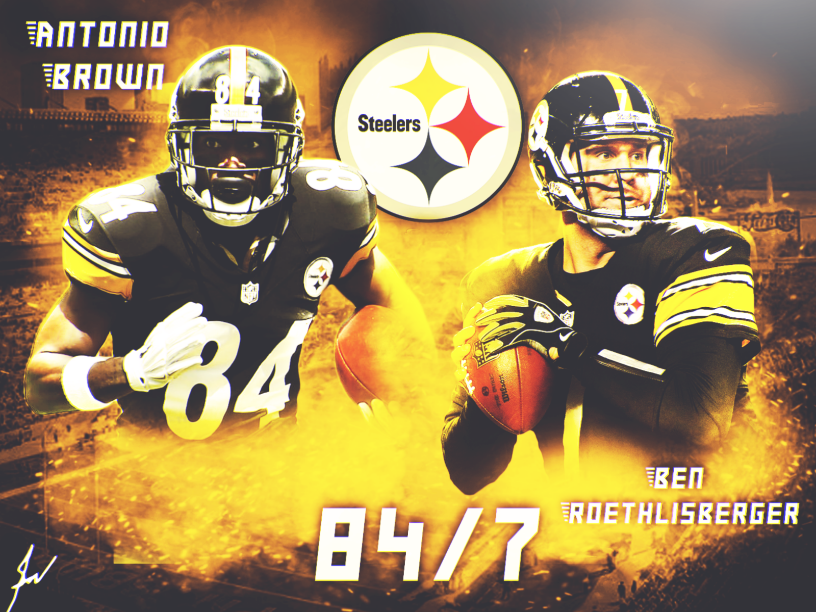 #na8dg53 Antonio Brown Wallpaper - Logos And Uniforms Of The Pittsburgh Steelers , HD Wallpaper & Backgrounds