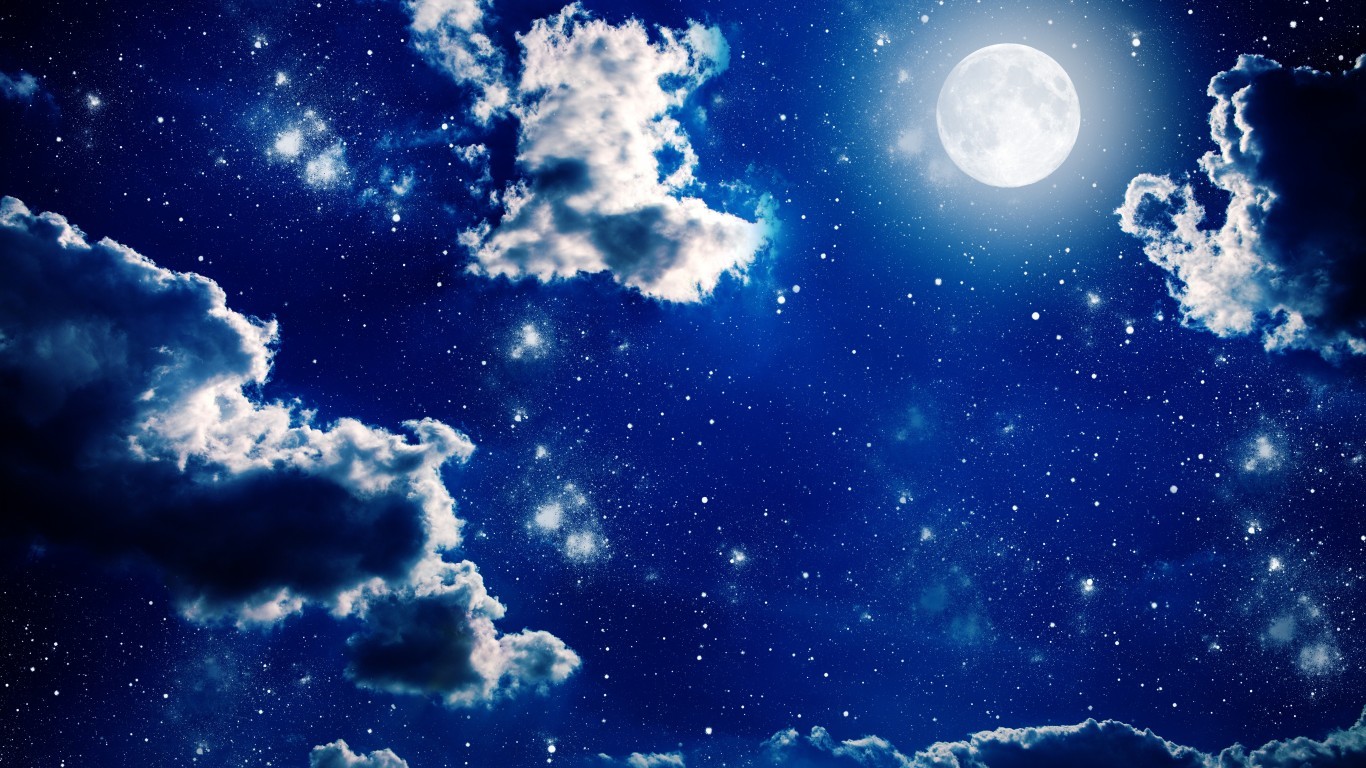 Clouds, Moon, Night, Stars - Night Stars With Moon , HD Wallpaper & Backgrounds