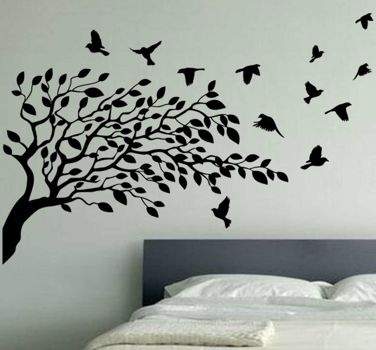 Wallpaper Wall Decals Stickers Art Vinyl Removable - Black Tree Wallpaper For Walls , HD Wallpaper & Backgrounds