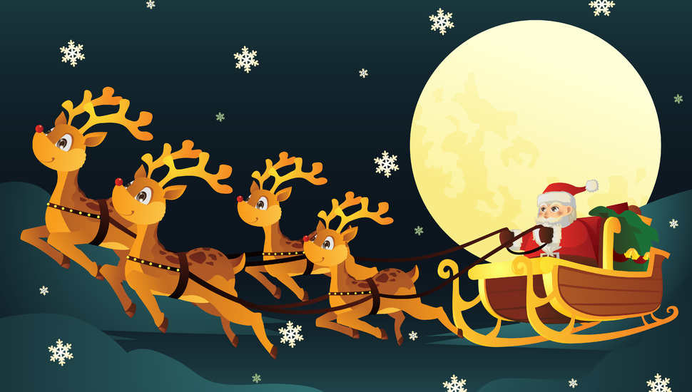 Deer, The Moon, Baby Wallpaper, Sani, Santa Claus Desktop - Santa Claus , HD Wallpaper & Backgrounds