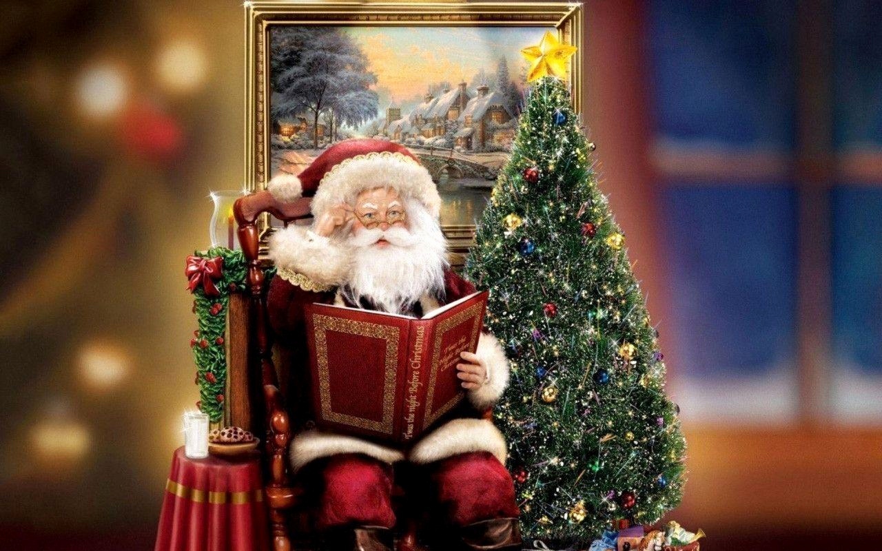 Santa Claus Reading A Book , HD Wallpaper & Backgrounds
