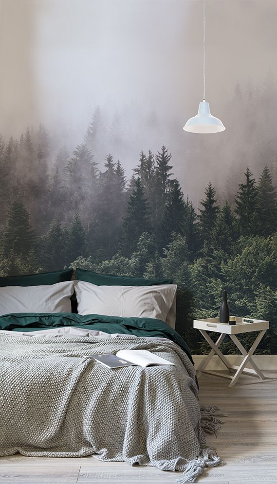 Tree Wallpaper For Walls - Misty Forest Wallpaper Bedroom , HD Wallpaper & Backgrounds