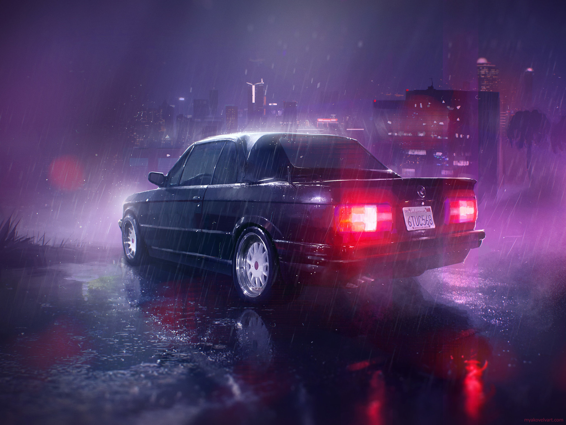 Parked - Outrun Style Cars , HD Wallpaper & Backgrounds